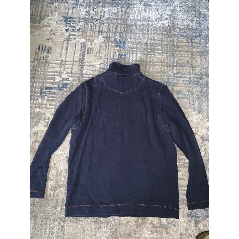 Cooper Jones Supply Mens Navy Blue Slub Knit Quarter Zip Pullover Sweater Size M